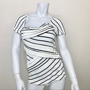 Anthropologie Postage Stamp Striped Pleated Top